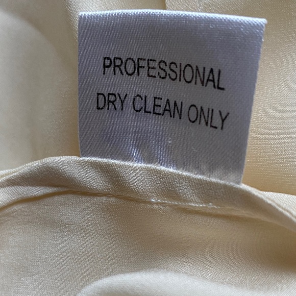 St. John Collection Cream Satin Ruffle Blouse - Picture 7 of 14